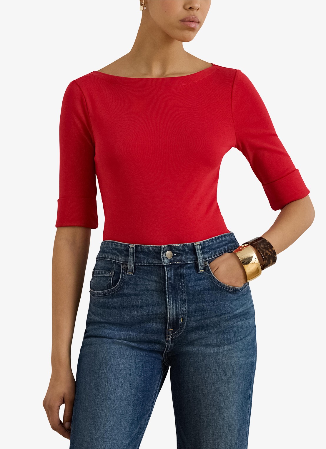 Ralph Lauren Top met boothals - detail 3 cruise red 2wr6 / rood
