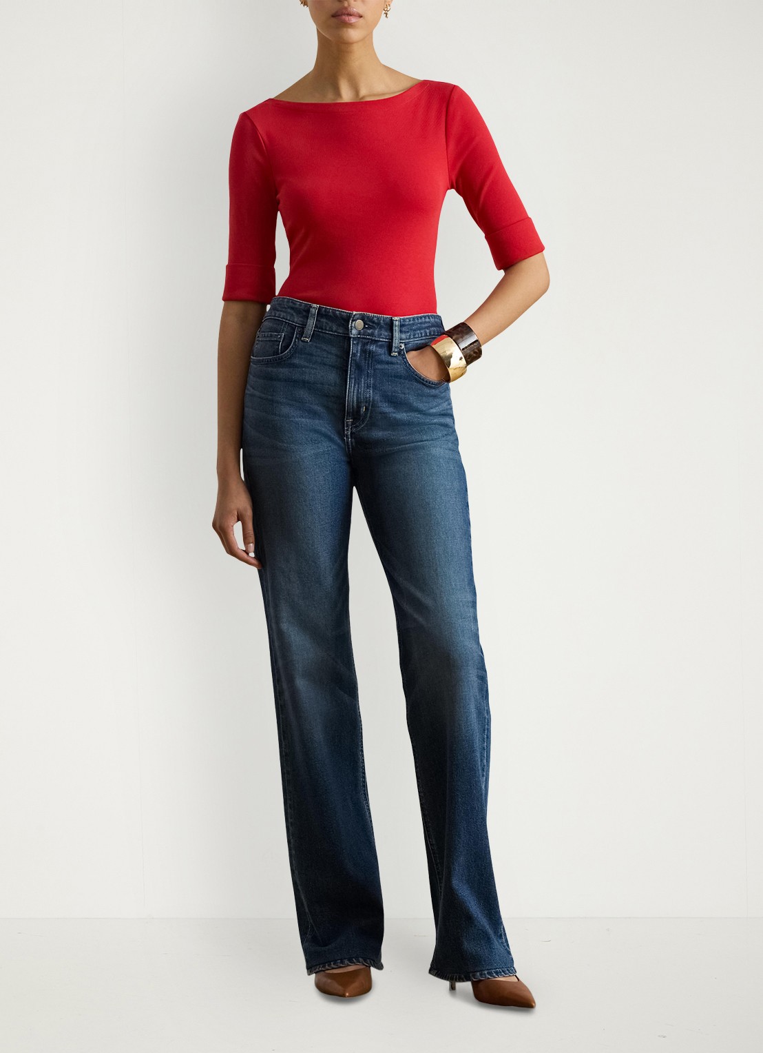 Ralph Lauren Top met boothals - voorkant 2 cruise red 2wr6 / rood