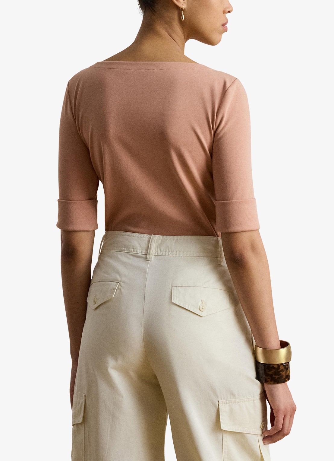 Ralph Lauren Top met boothals - achterkant pink sienna / roze