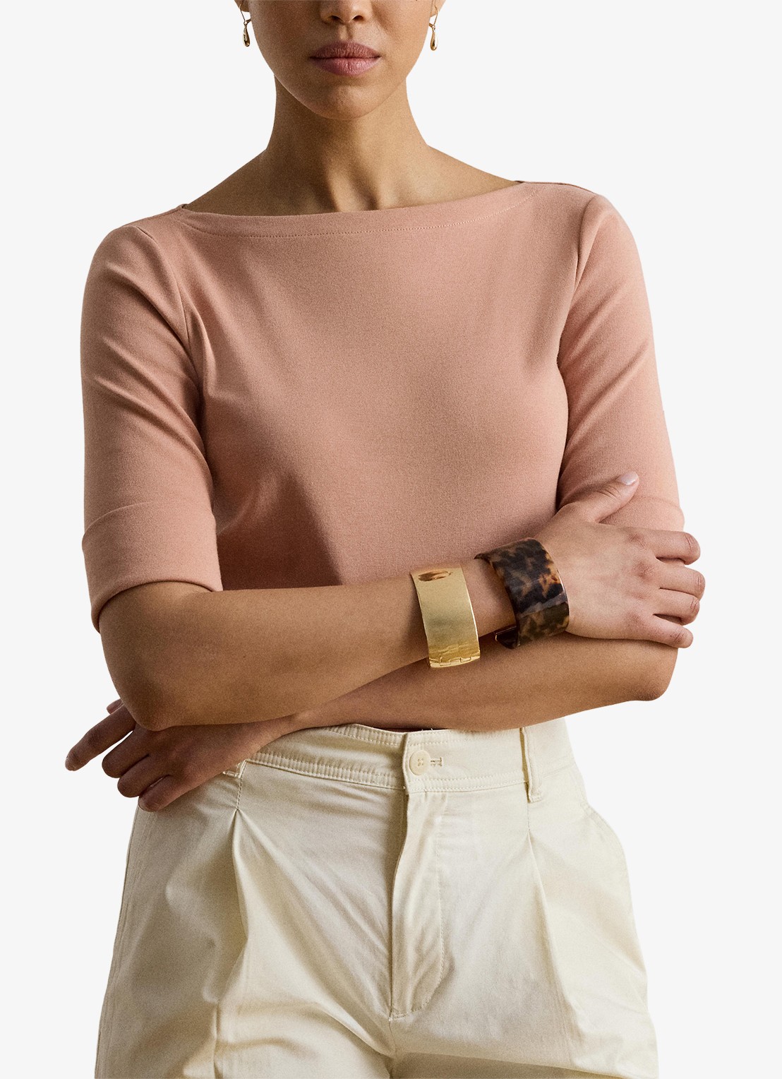Ralph Lauren Top met boothals - detail 4 pink sienna / roze