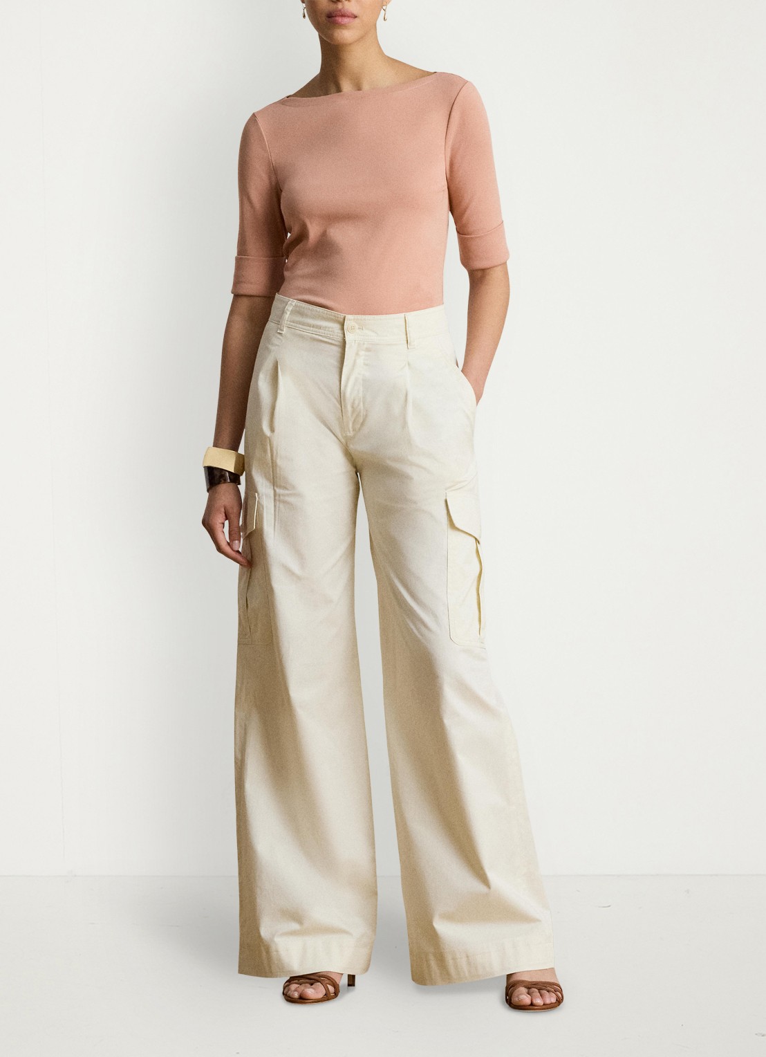 Ralph Lauren Top met boothals - voorkant 3 pink sienna / roze