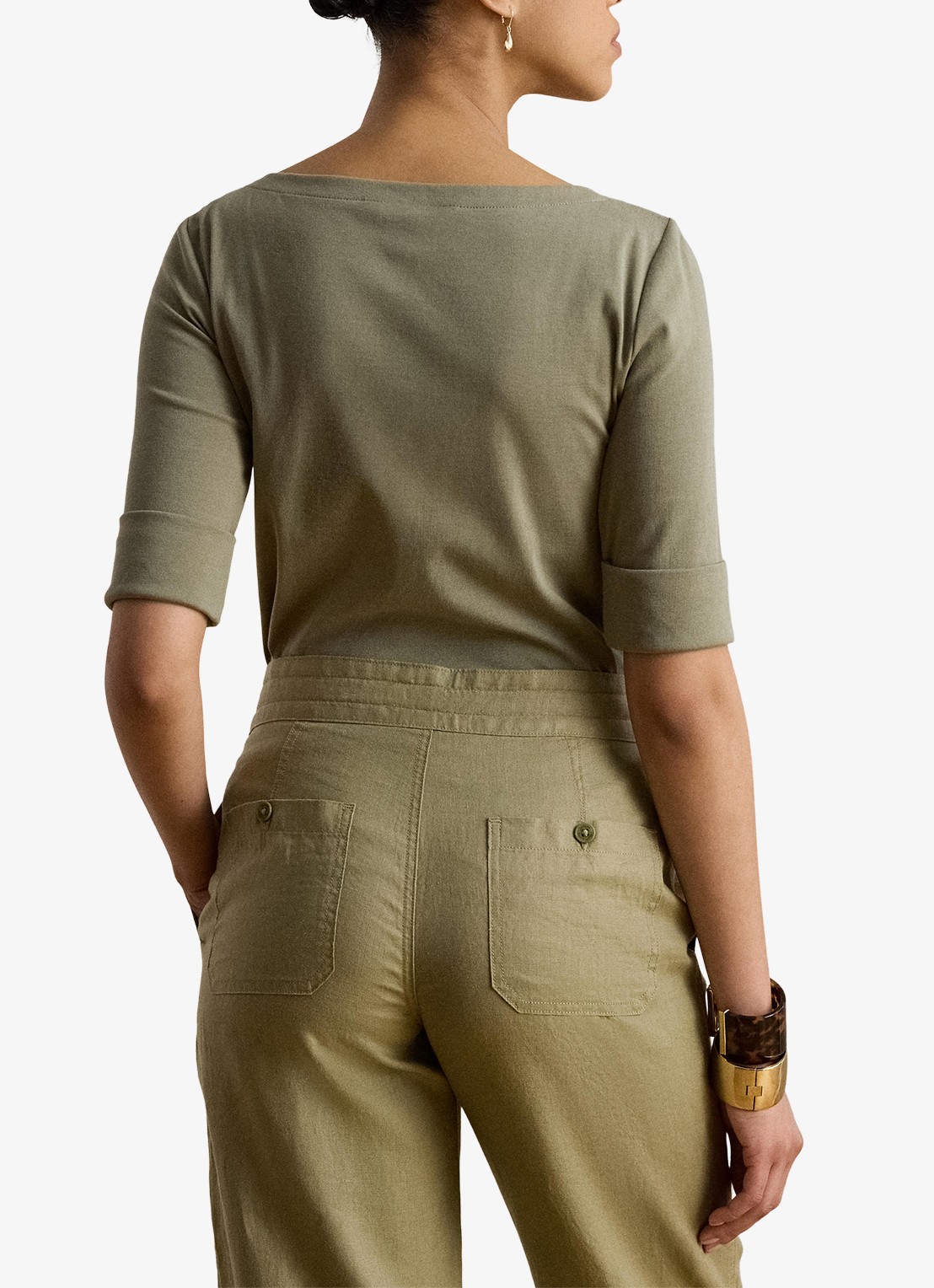 Ralph Lauren Top met boothals - achterkant 5 light agave / groen