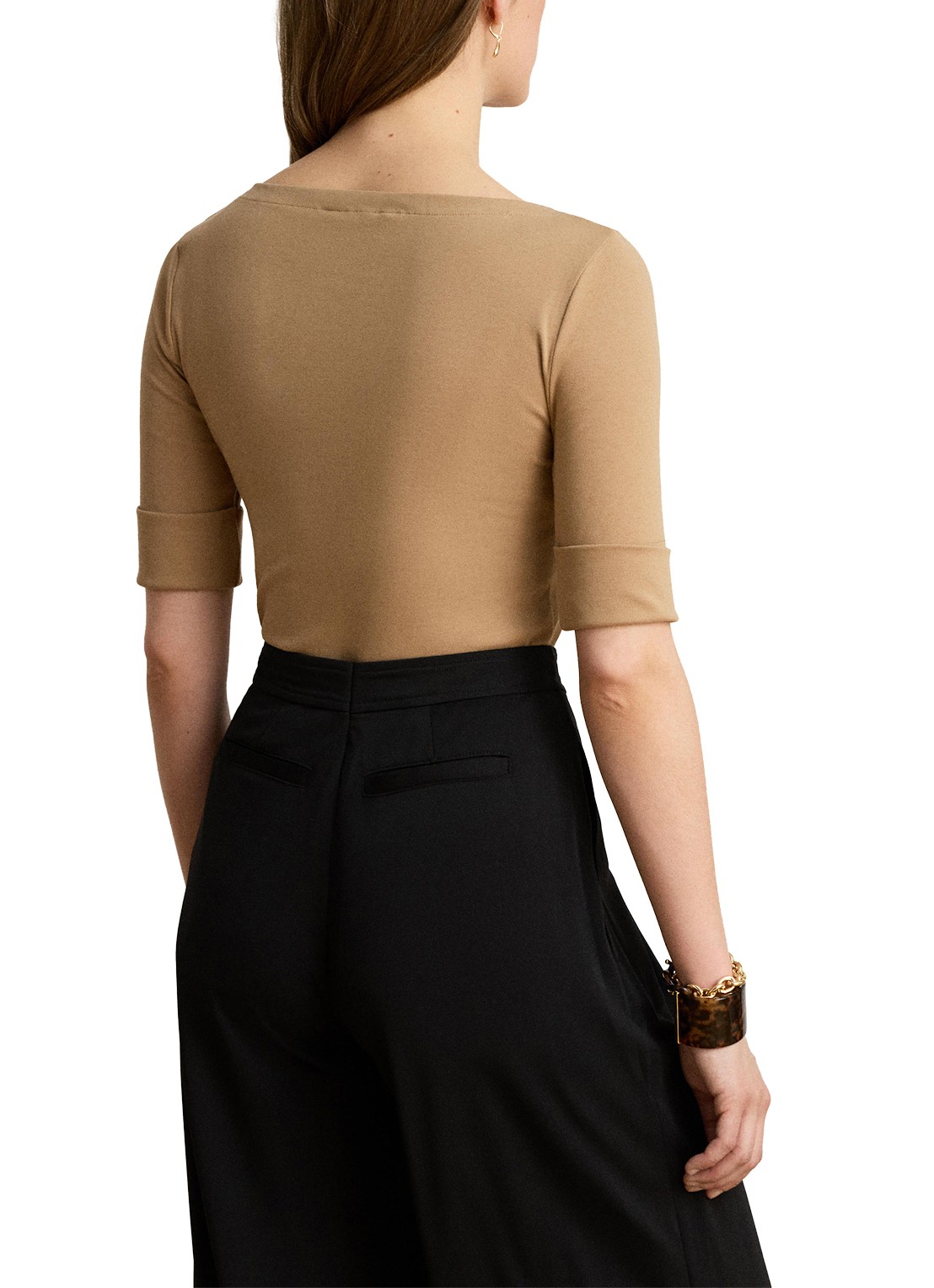 Ralph Lauren Top met boothals - achterkant lauren camel / beige