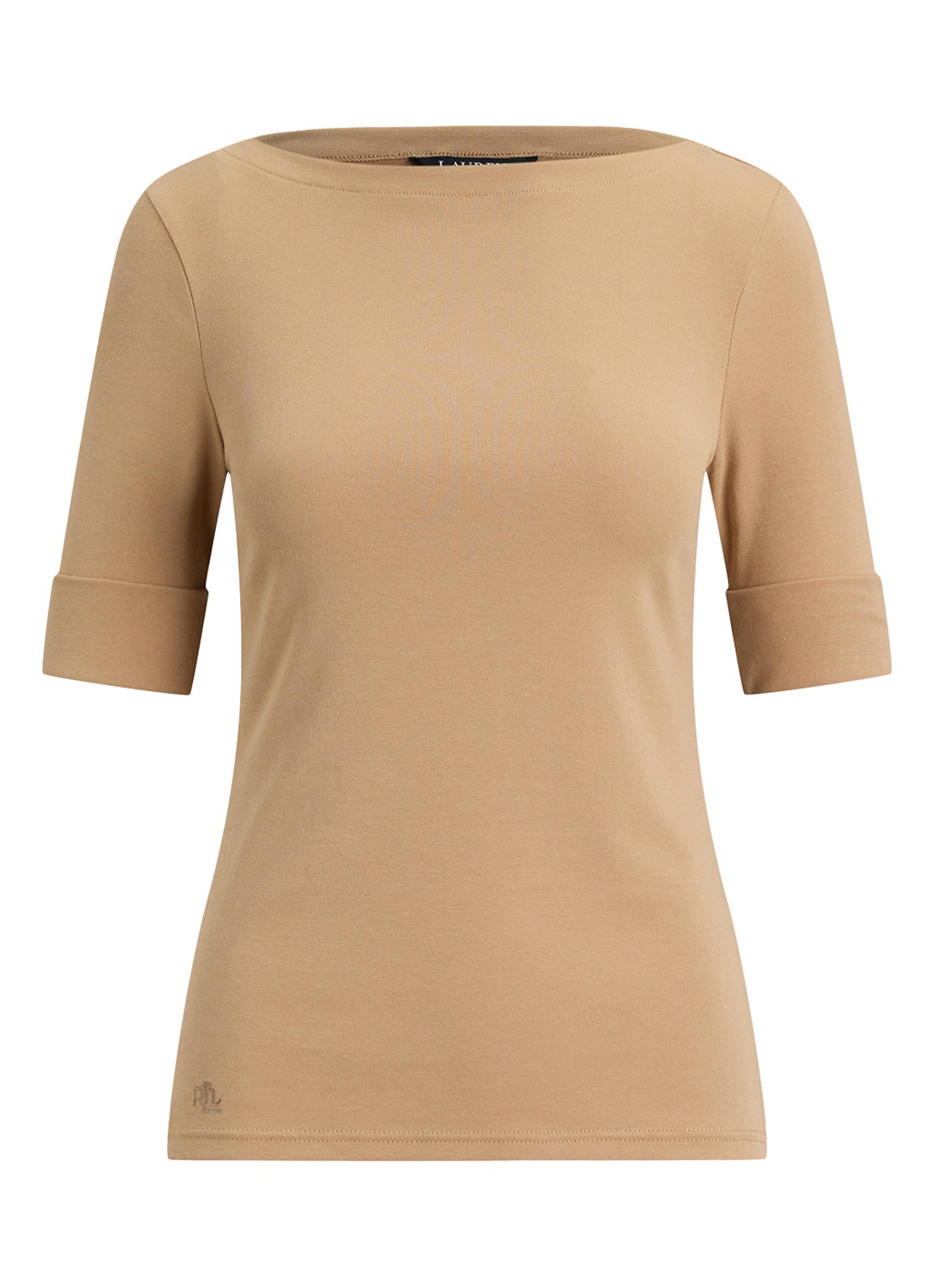 Ralph Lauren Top met boothals - voorkant 4 lauren camel / beige