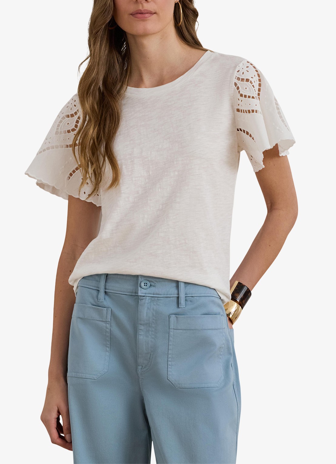 Ralph Lauren Top met broderie - detail wit