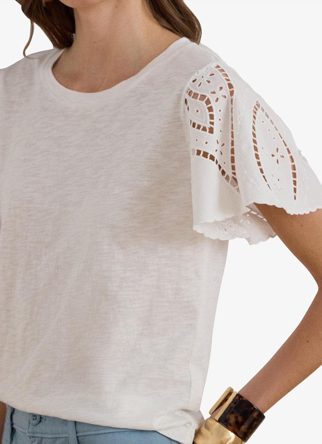 Ralph Lauren Top met broderie - detail 2 wit