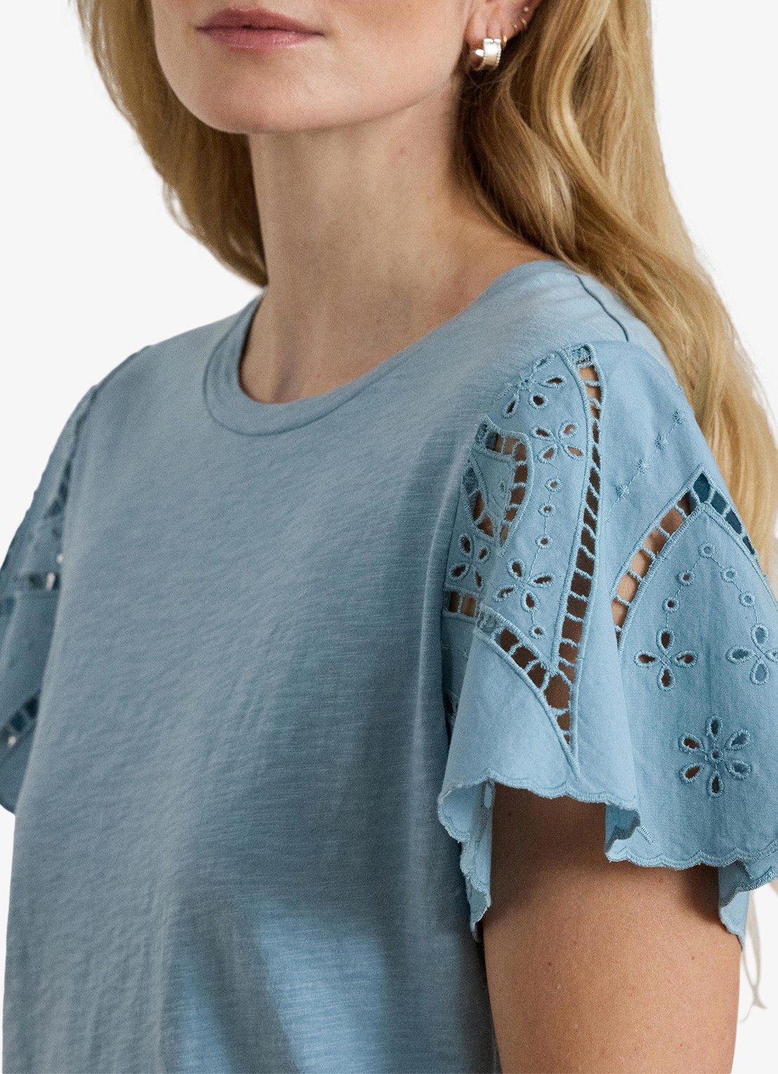 Ralph Lauren Top met broderie - detail 5 blue note / blauw