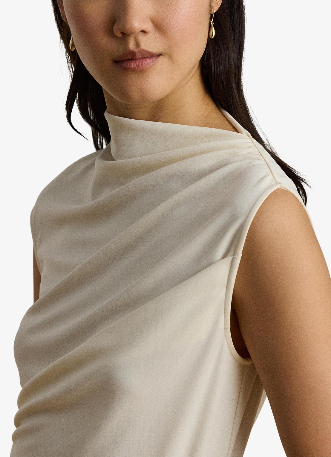 Ralph Lauren Top met plooidetail en assymetrische hals - detail 3 mascarpone crème / crème