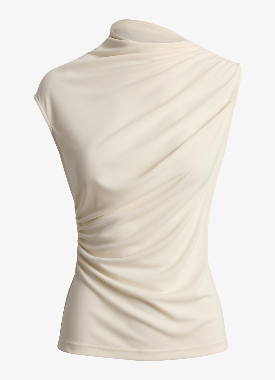 Ralph Lauren Top met plooidetail en assymetrische hals - voorkant 4 mascarpone crème / crème