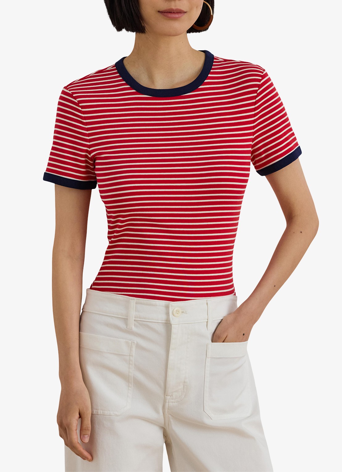 Ralph Lauren Top met streepprint - detail 4 cruise red / rood