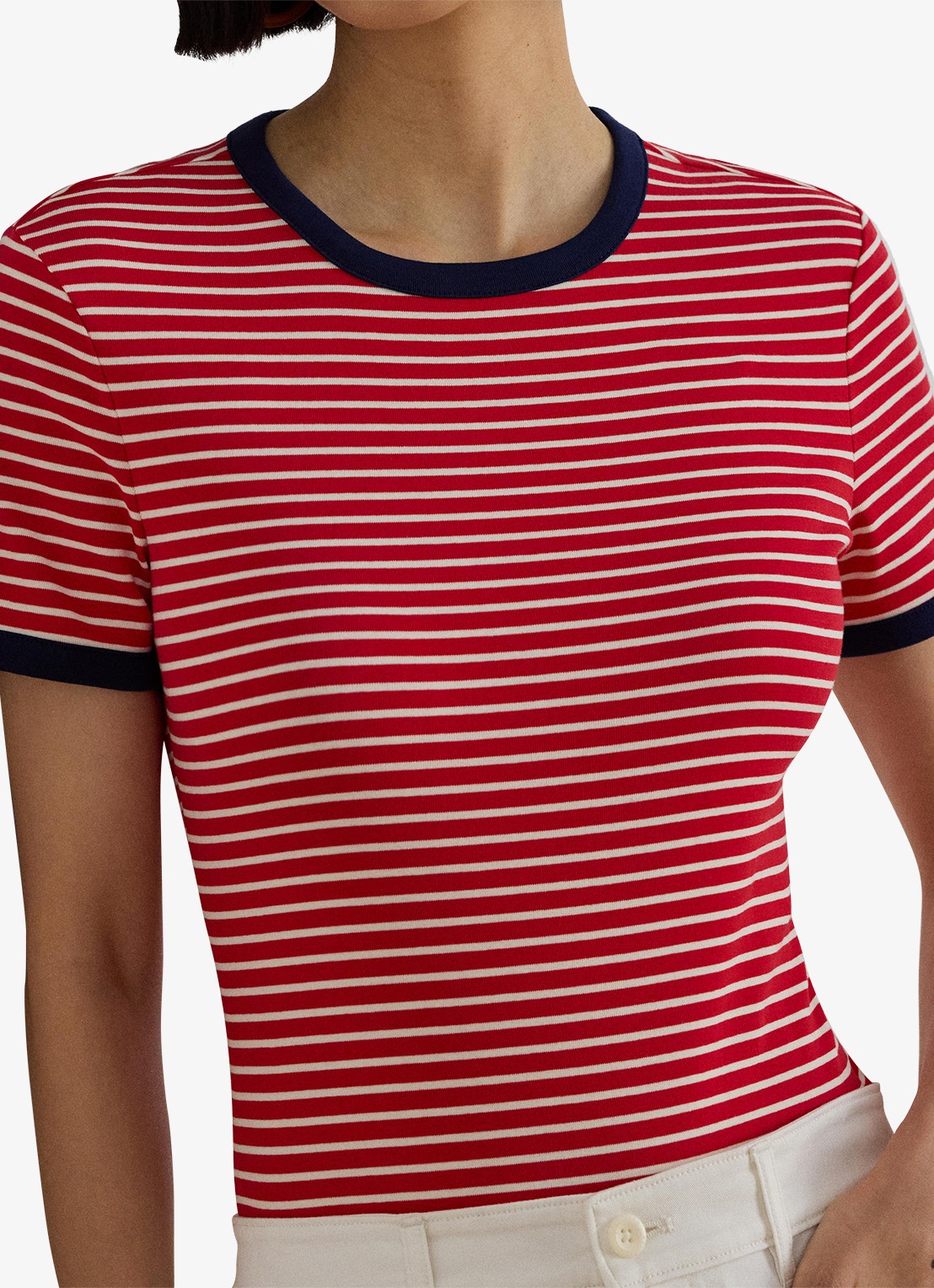 Ralph Lauren Top met streepprint - detail 5 cruise red / rood