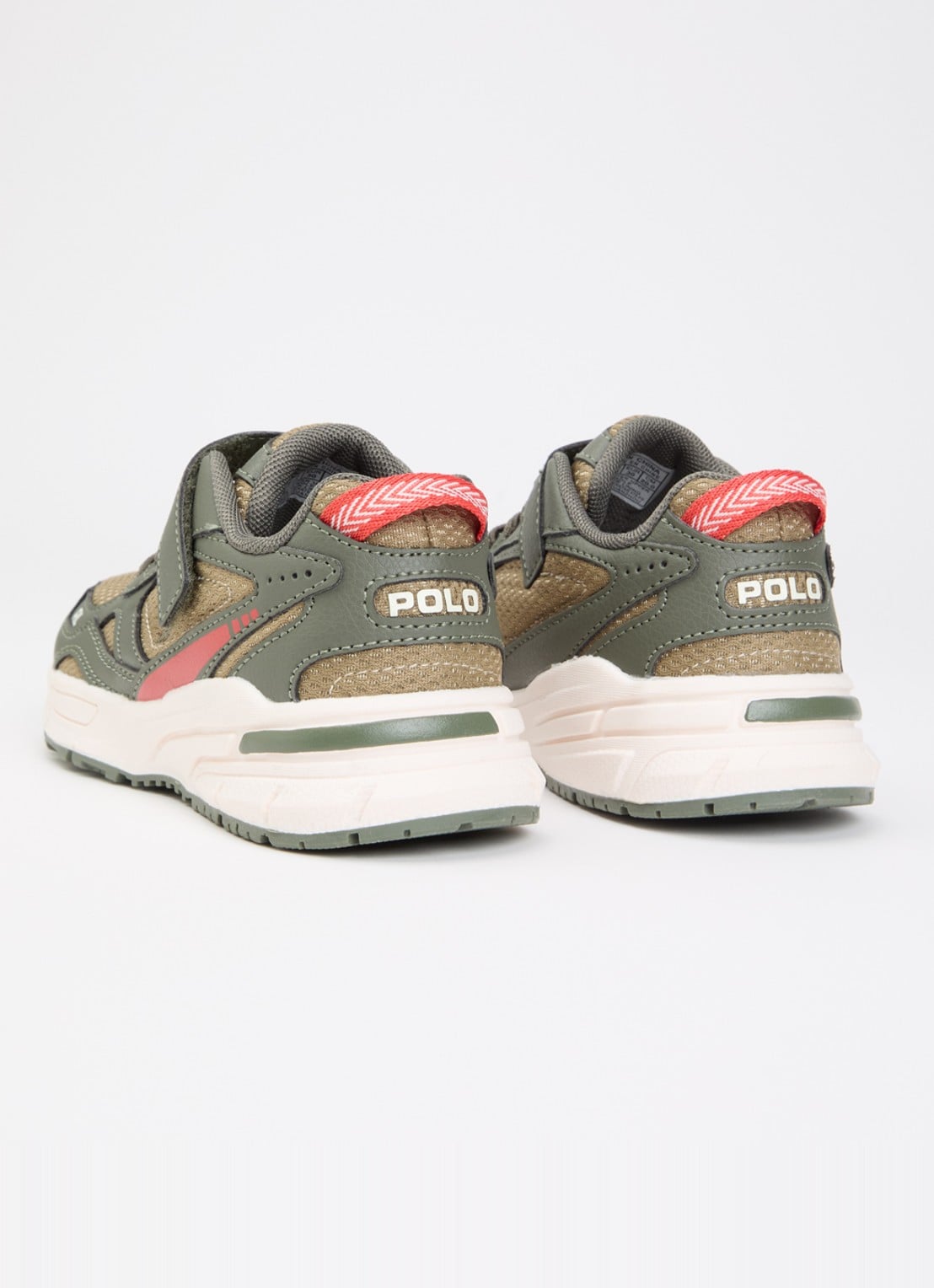 Ralph Lauren Trackster 275 sneaker met mesh details en logo - achterkant olijfgroen