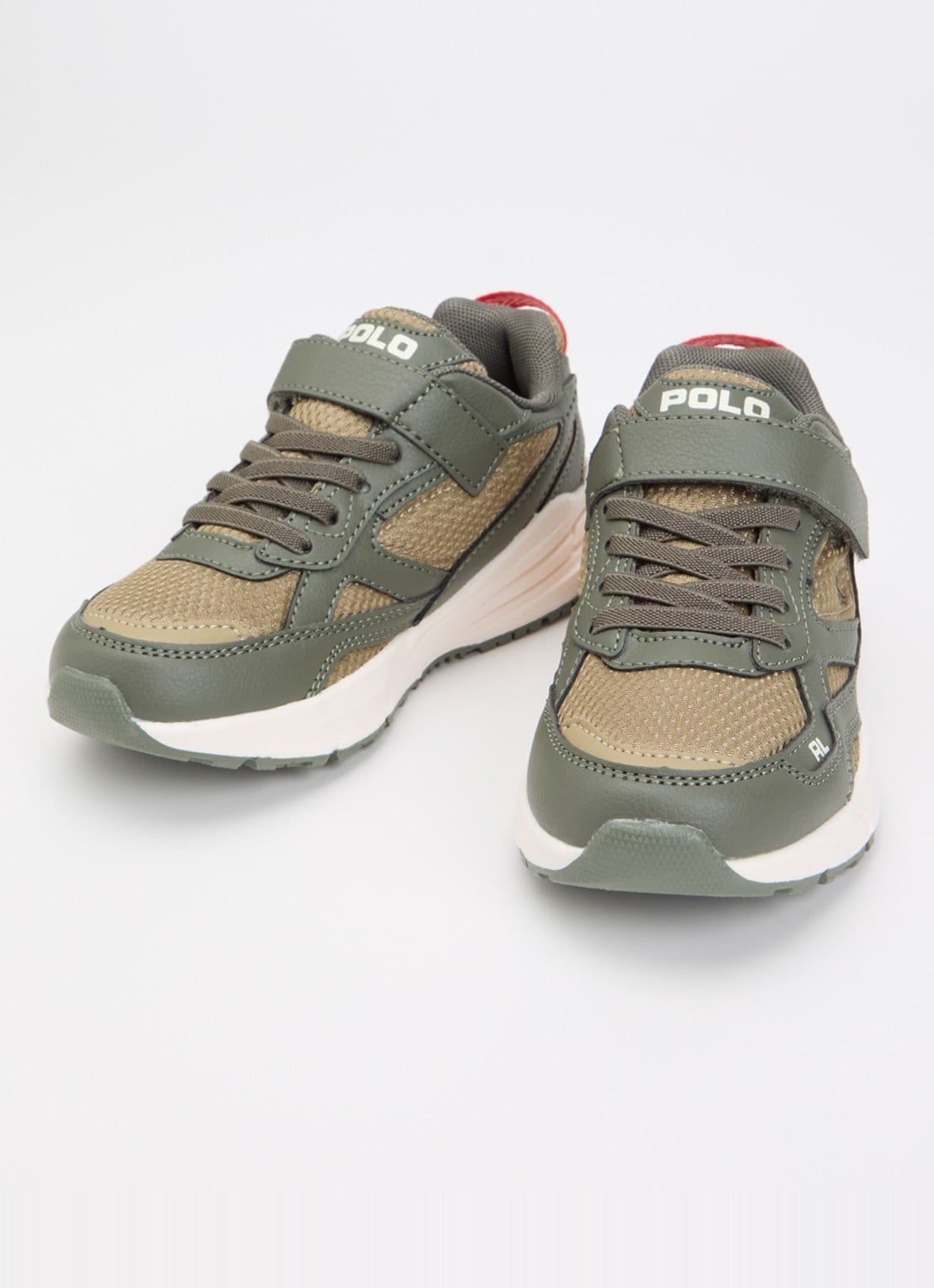 Ralph Lauren Trackster 275 sneaker met mesh details en logo - voorkant 4 olijfgroen