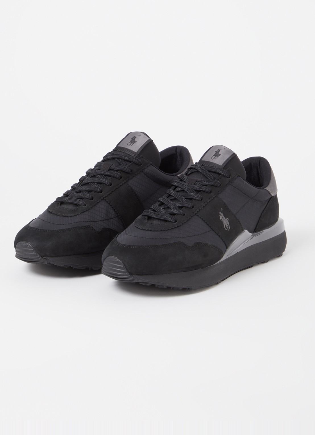 Ralph Lauren Train 89 sneaker met suède details - detail zwart