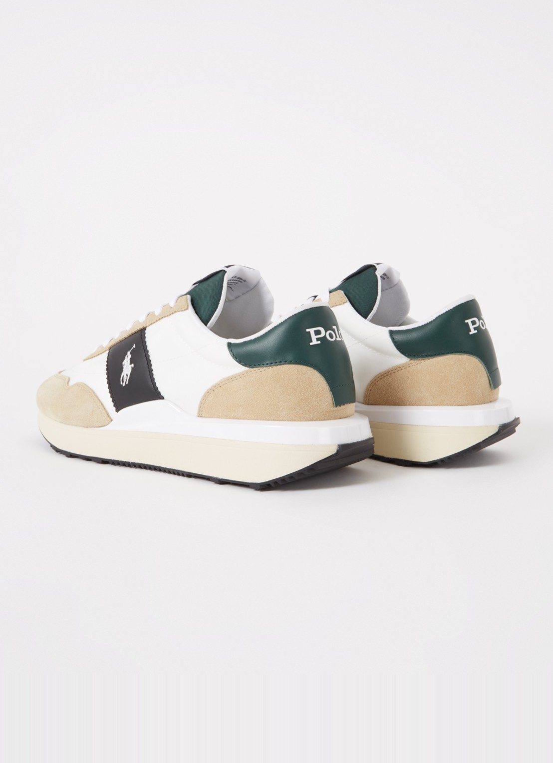 Ralph Lauren Train 89 sneaker met suède en leren details  - achterkant 4 wit
