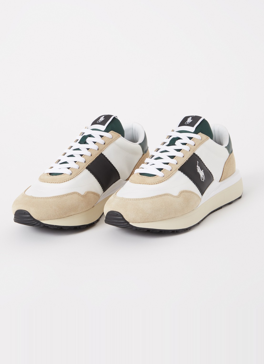 Ralph Lauren Train 89 sneaker met suède en leren details  - detail wit