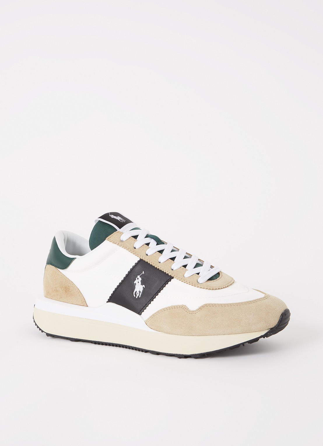 Ralph Lauren Train 89 sneaker met suède en leren details  - voorkant 5 wit
