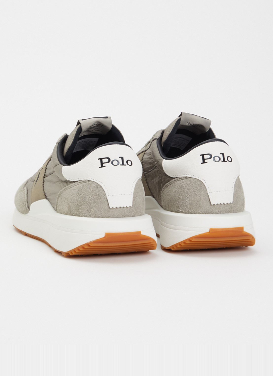 Ralph Lauren Train 89 sneaker met suède en leren details - achterkant grijs