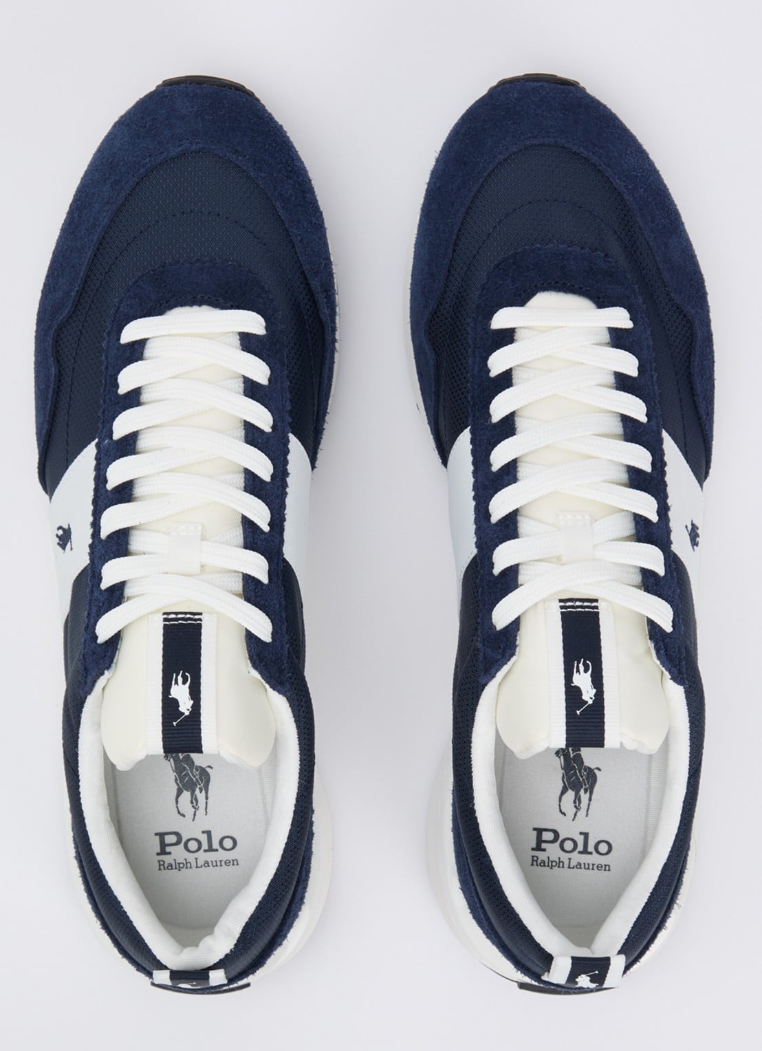 Ralph Lauren Train sneaker met suède details - detail 4 donkerblauw