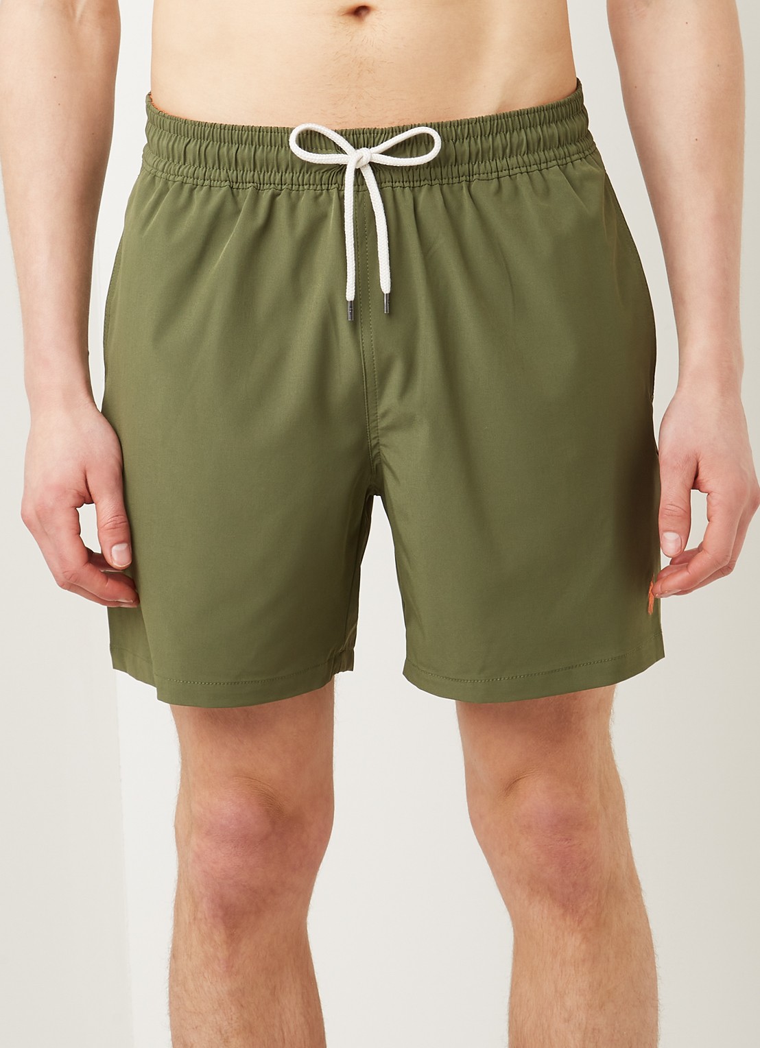 Ralph Lauren Traveler zwembroek met steekzakken - detail olijfgroen