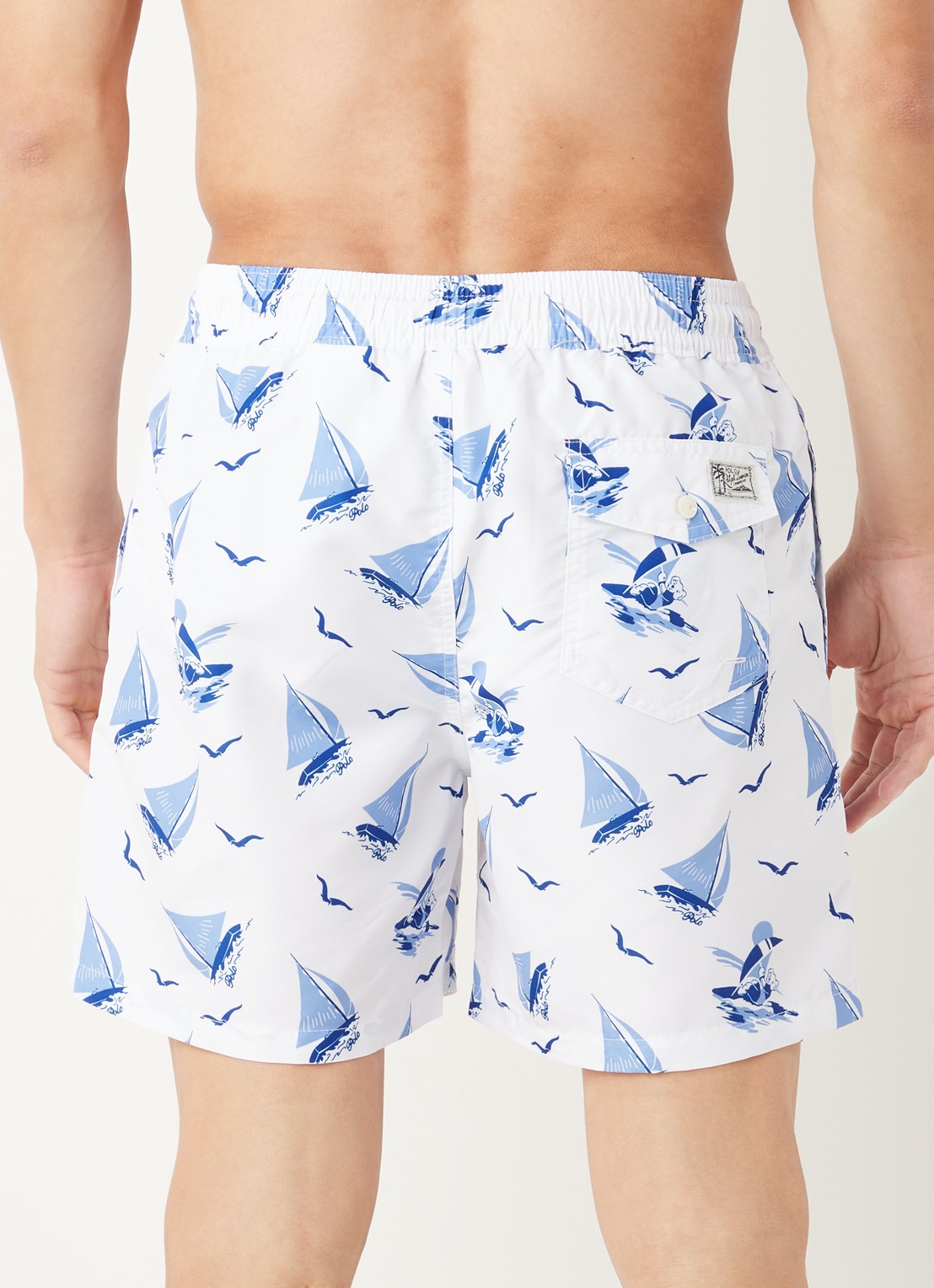 Ralph Lauren Traveler zwemshort met logoprint en steekzakken - achterkant 3 lichtblauw