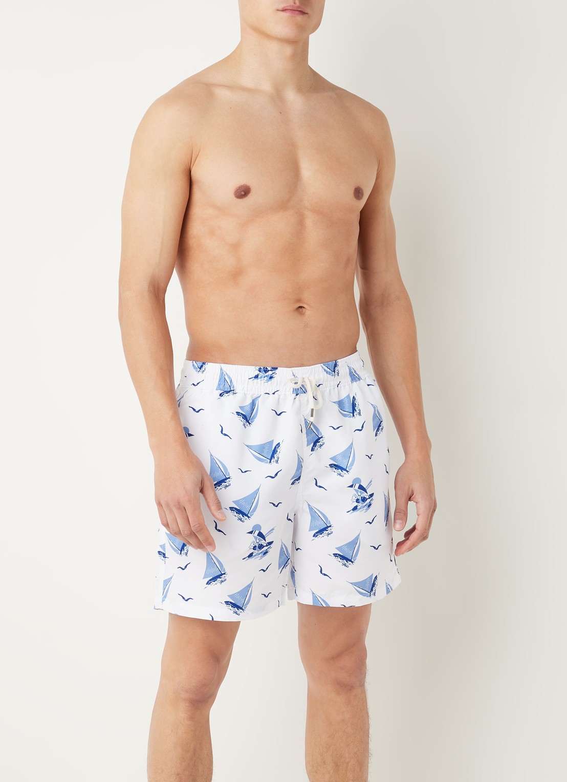 Ralph Lauren Traveler zwemshort met logoprint en steekzakken - voorkant 2 lichtblauw