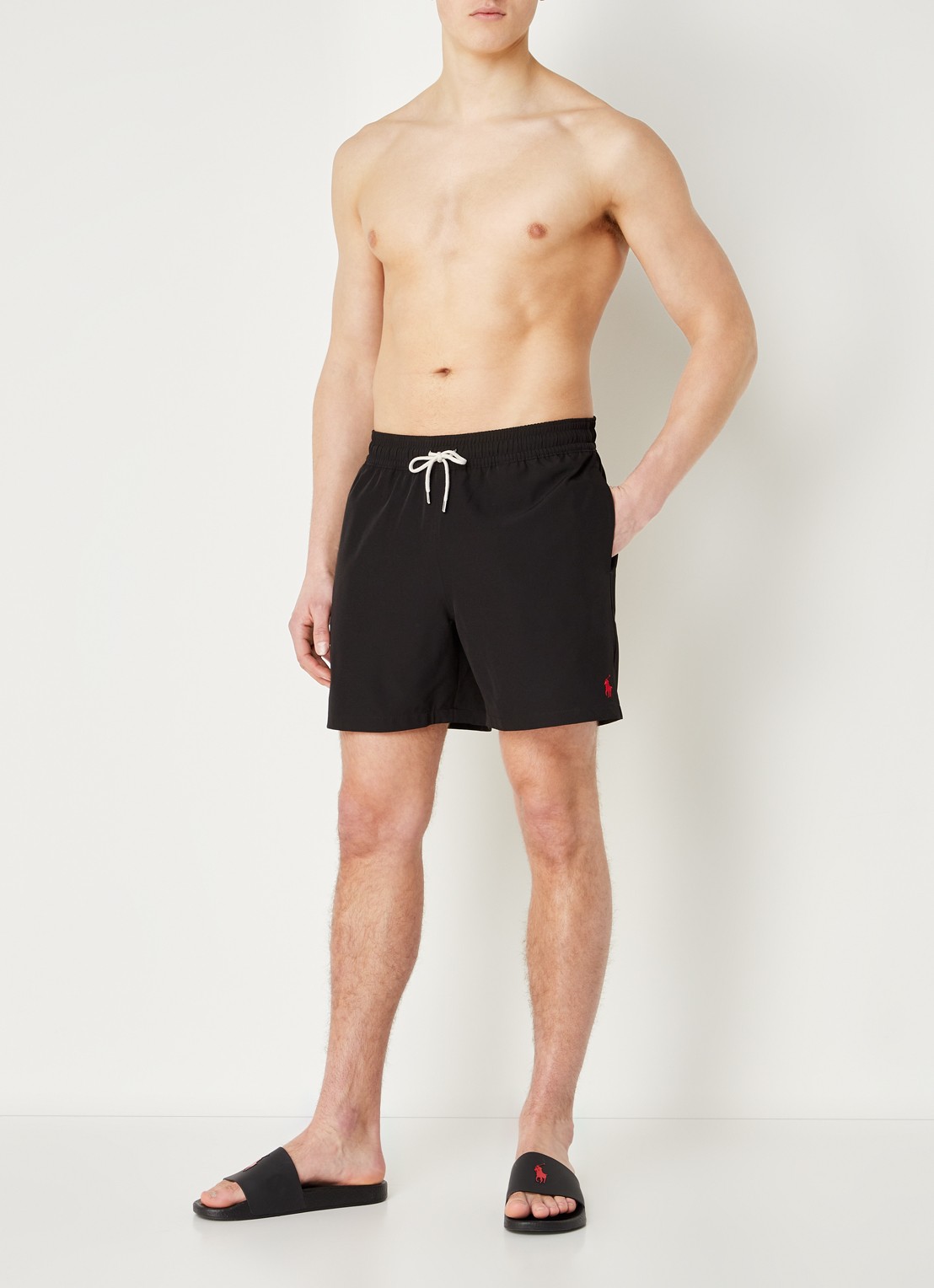 Ralph Lauren Traveler zwemshorts met logo en koordsluiting - voorkant 2 polo black / zwart