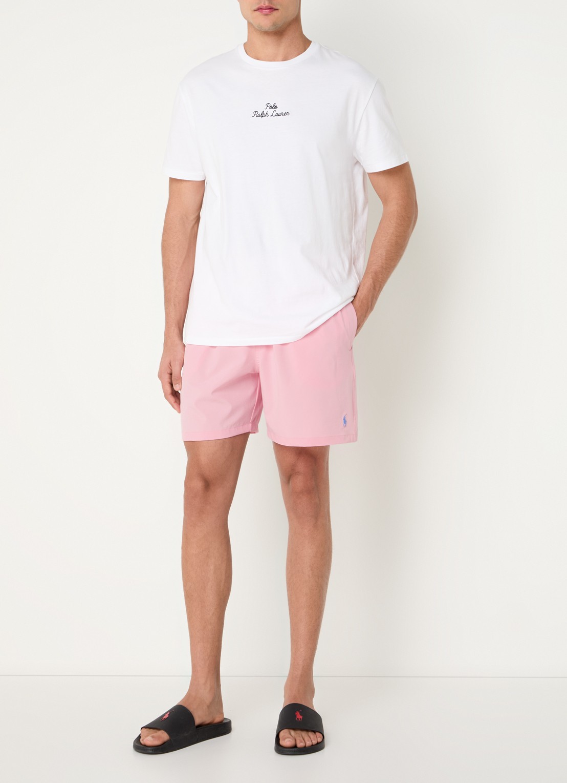Ralph Lauren Traveler zwemshorts met logoborduring - voorkant 2 lichtroze