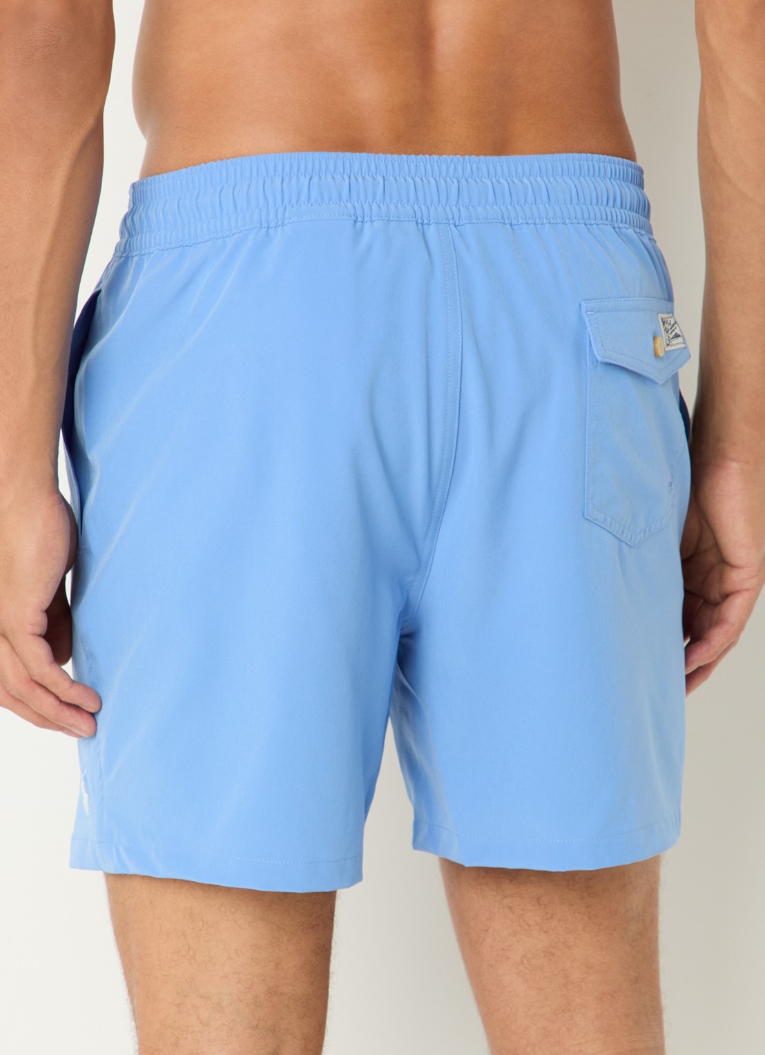 Ralph Lauren Traveler zwemshorts met logoborduring - achterkant staalblauw