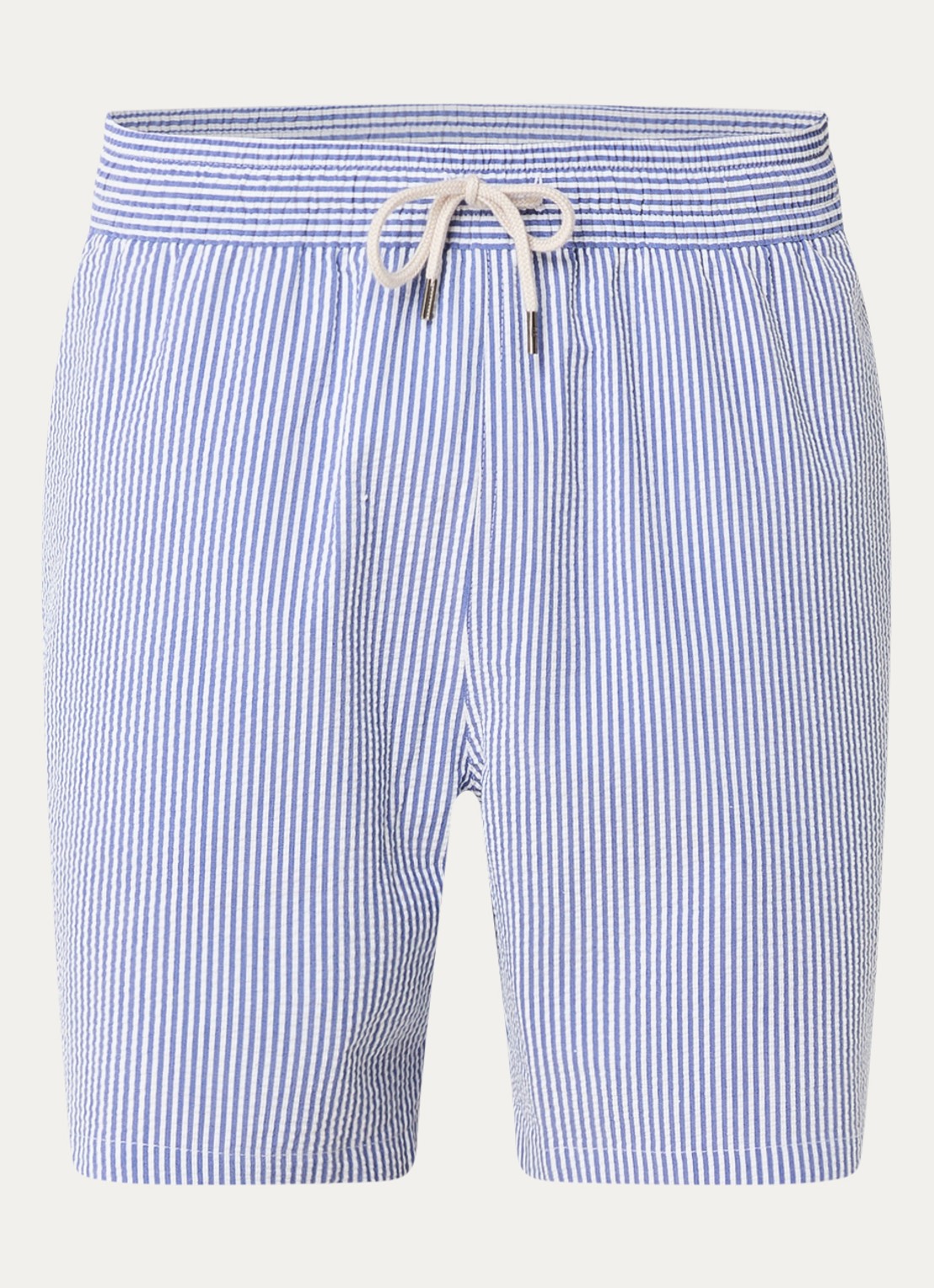 Ralph Lauren Traveler zwemshorts met streepprint en steekzakken - voorkant 2 staalblauw