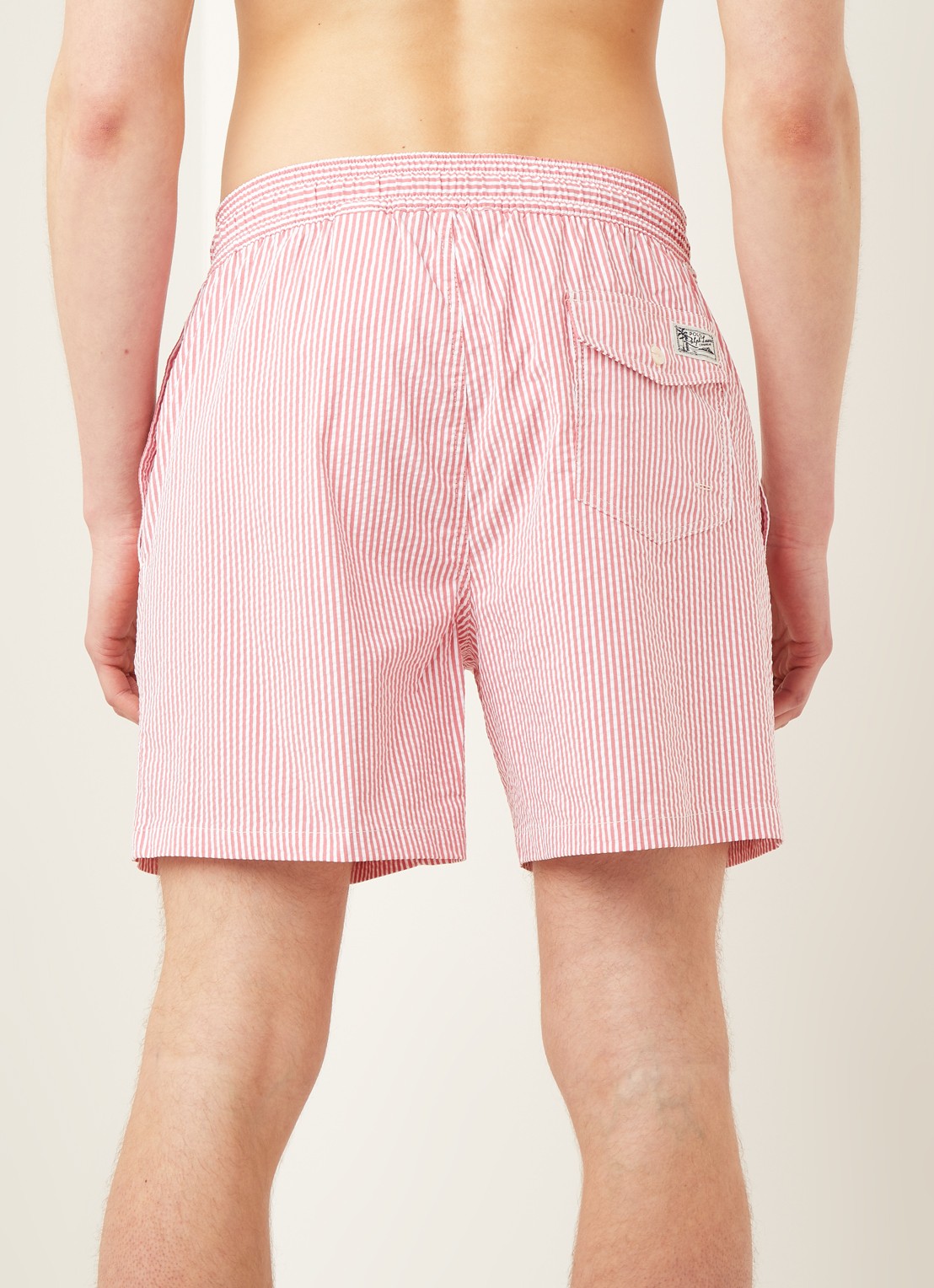 Ralph Lauren Traveler zwemshorts met streepprint - achterkant 4 steenrood