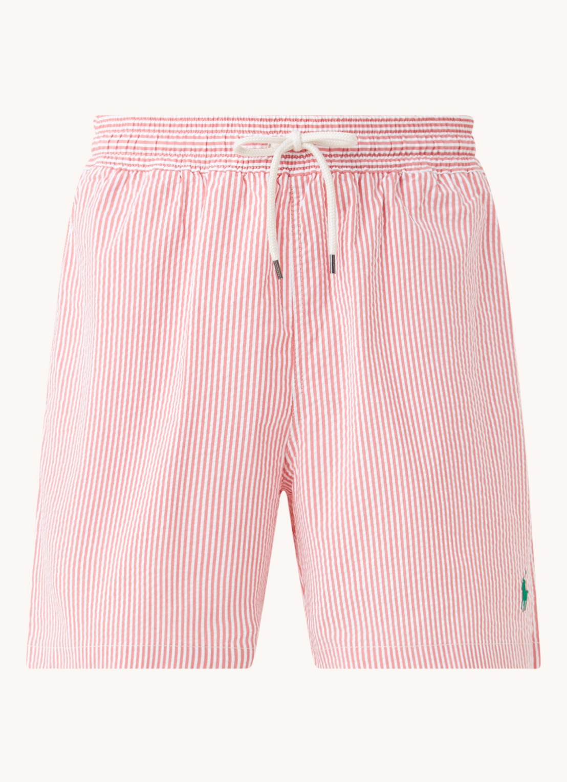 Ralph Lauren Traveler zwemshorts met streepprint - voorkant steenrood