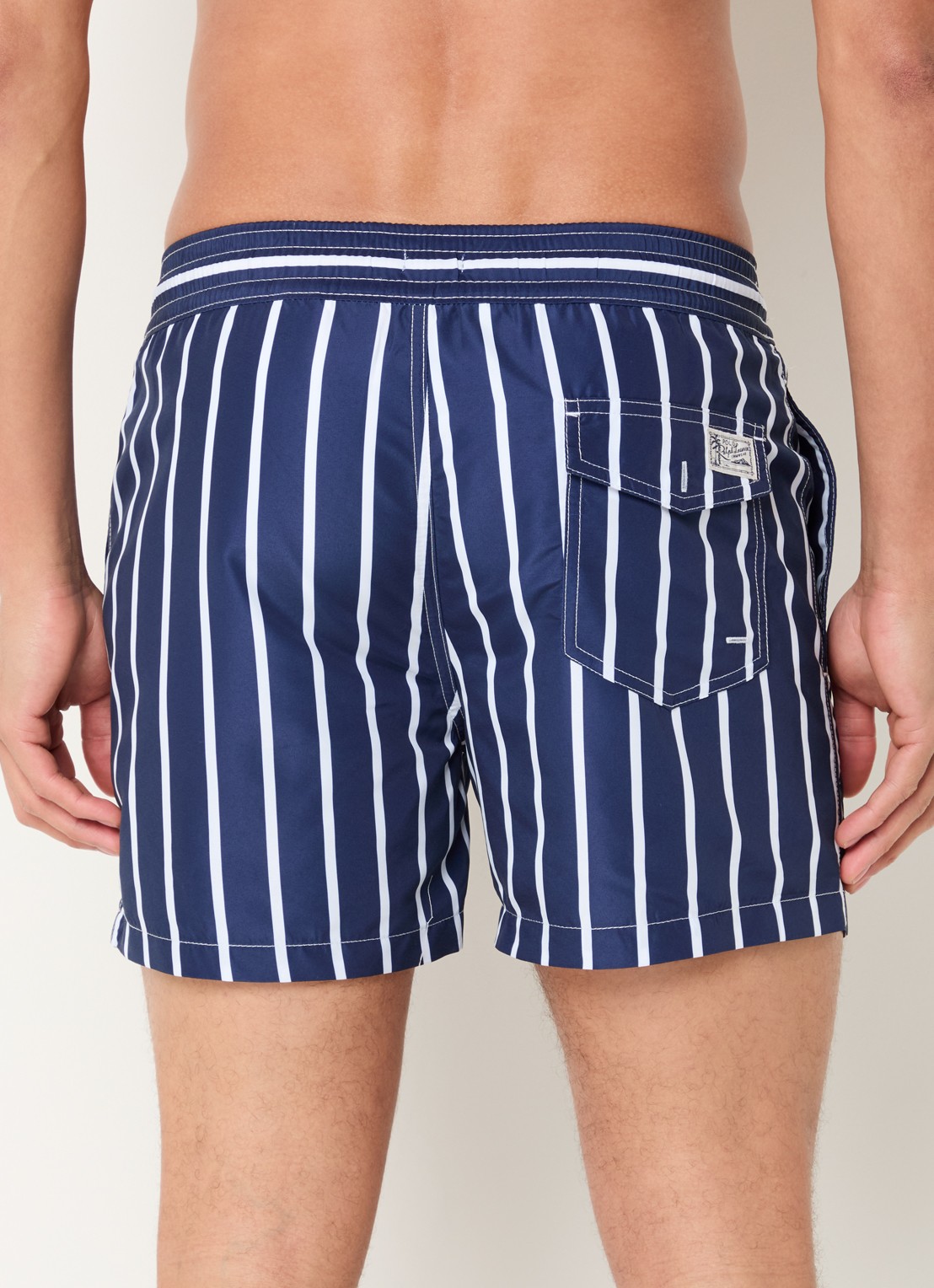 Ralph Lauren Traveler zwemshorts met streepprint - achterkant navy white / donkerblauw