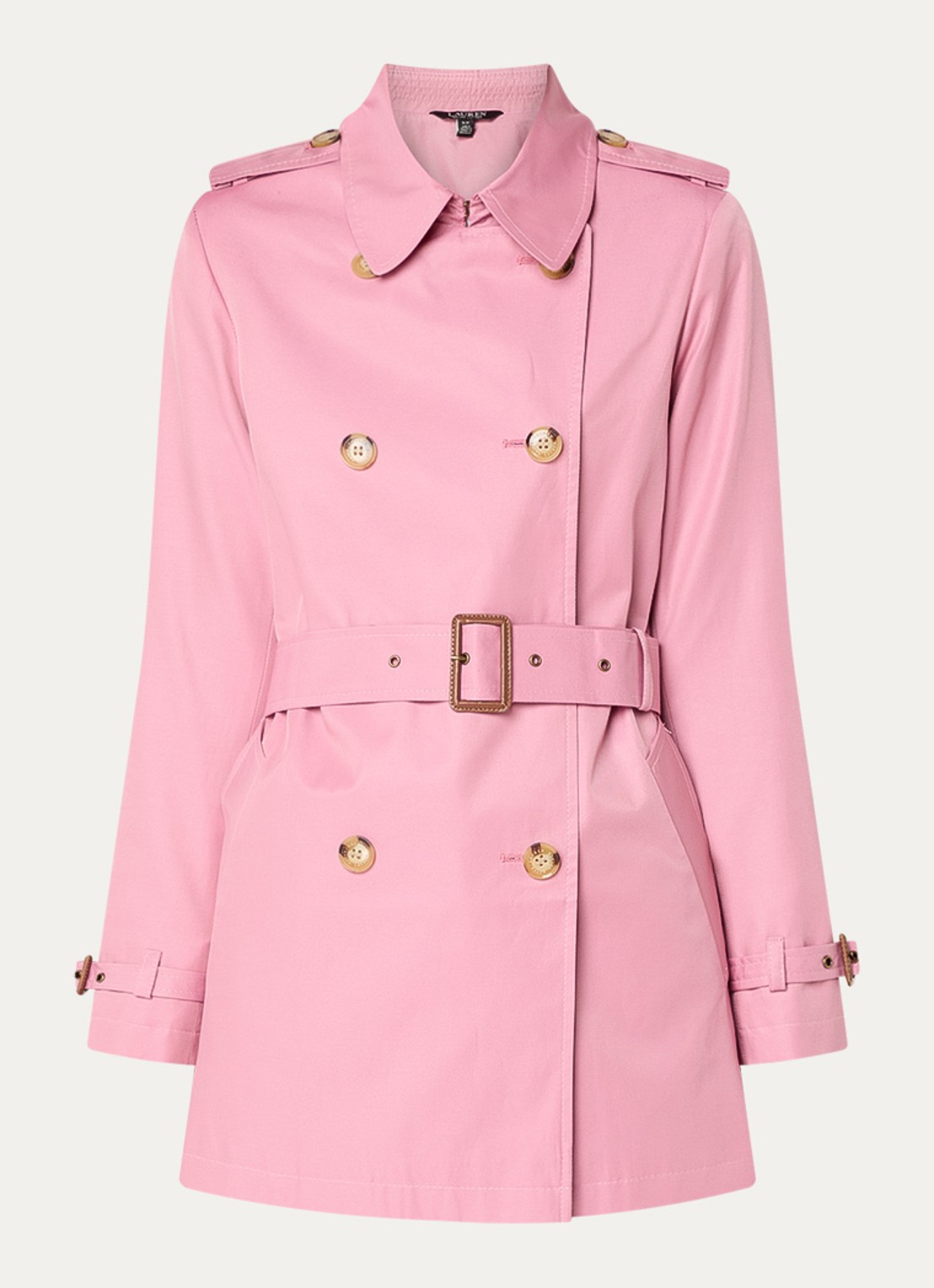Ralph Lauren Trenchcoat met ceintuur en steekzakken  - voorkant 3 roze