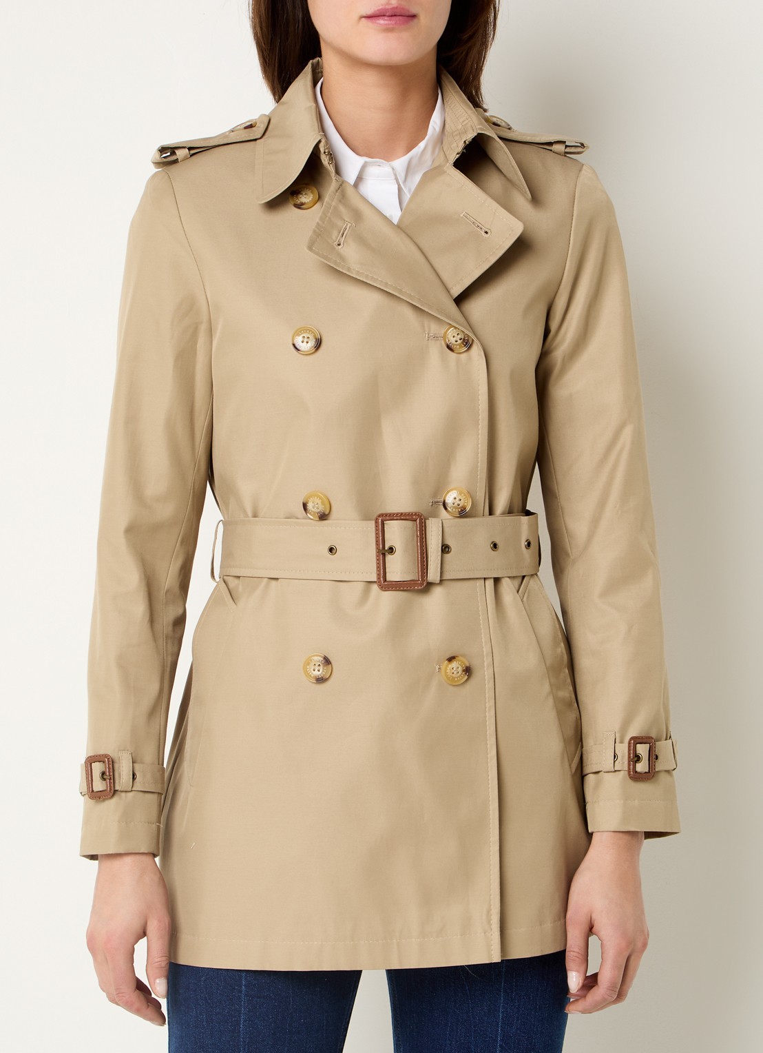 Ralph Lauren Trenchcoat met ceintuur en steekzakken  - detail 2 camel