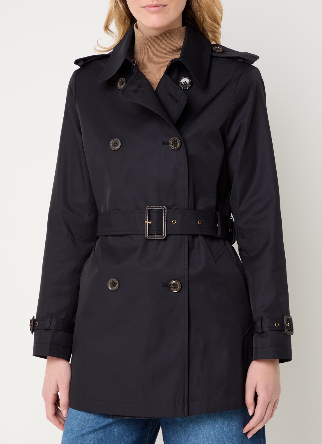 Ralph Lauren Trenchcoat met ceintuur en steekzakken  - detail 4 donkerblauw