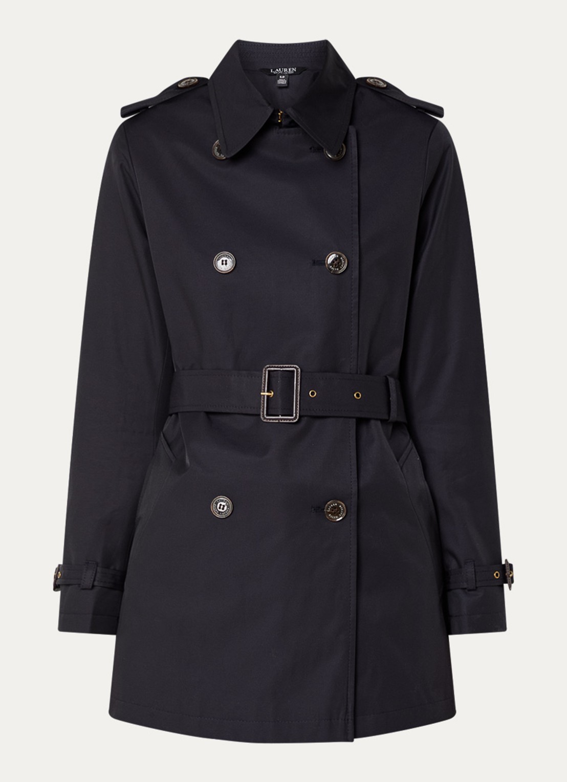 Ralph Lauren Trenchcoat met ceintuur en steekzakken  - voorkant 2 donkerblauw