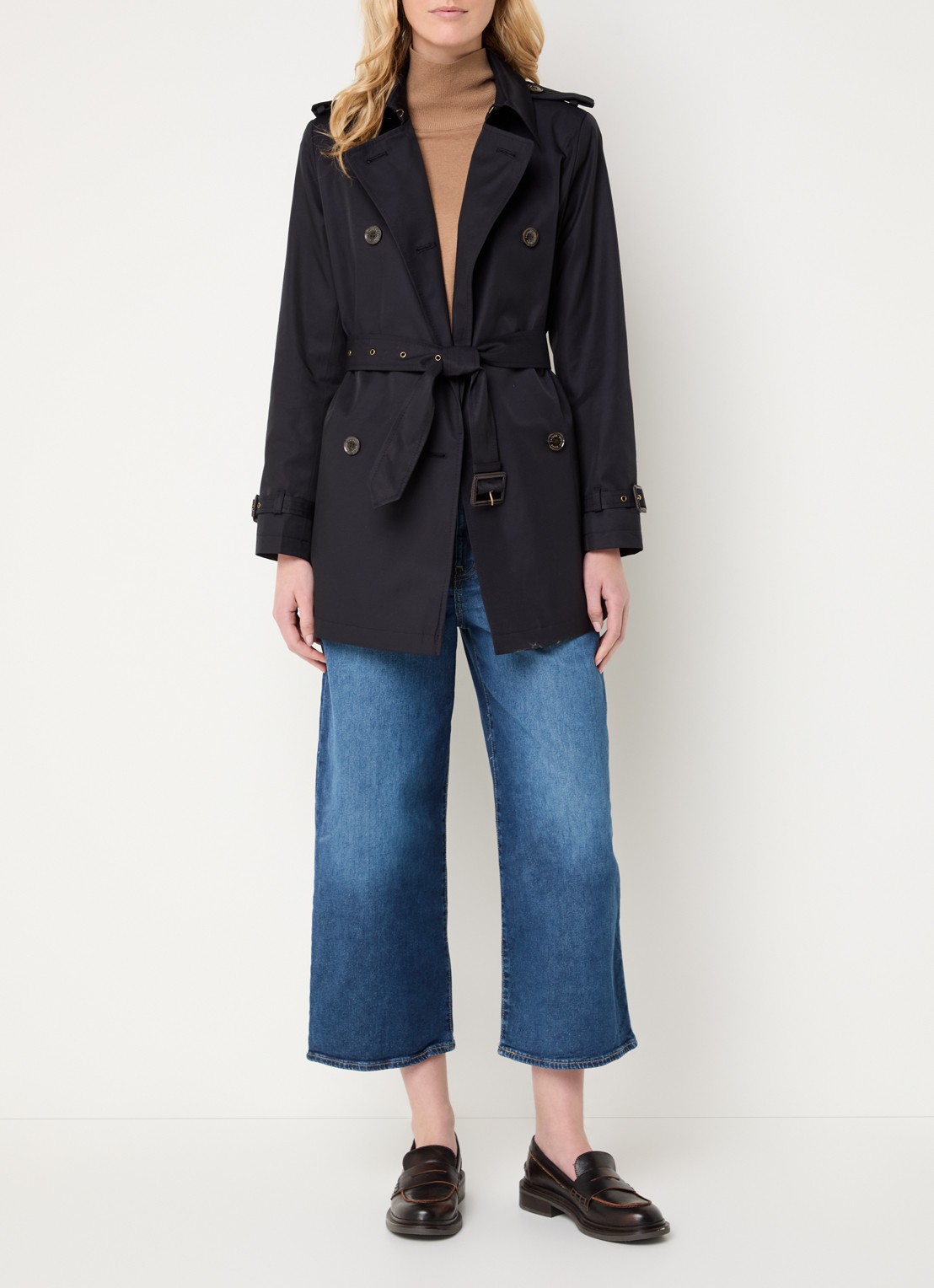 Ralph Lauren Trenchcoat met ceintuur en steekzakken  - voorkant 3 donkerblauw