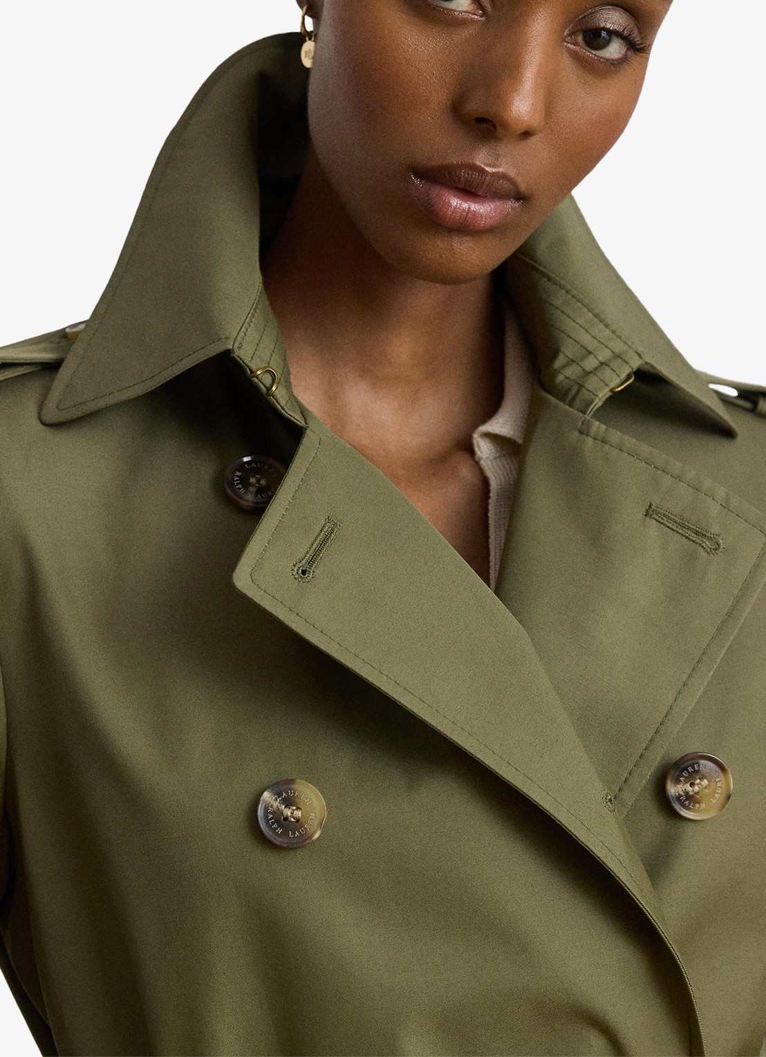 Ralph Lauren Trenchcoat met ceintuur en steekzakken  - detail 5 light agave / groen