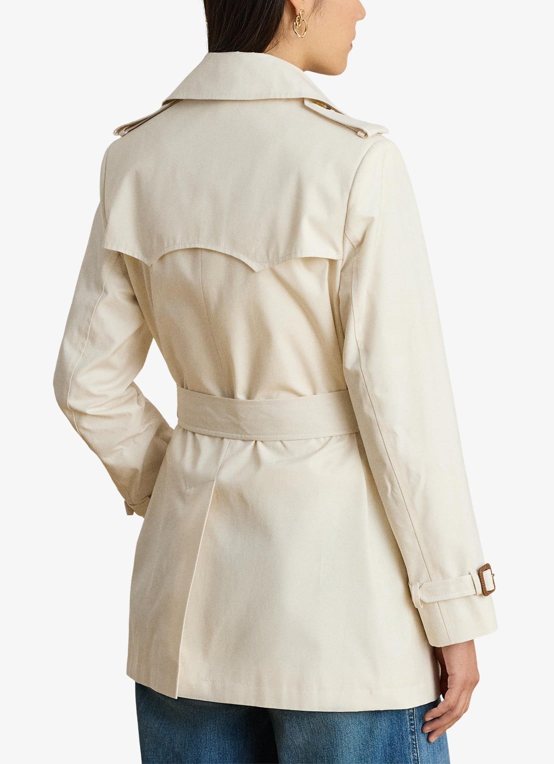 Ralph Lauren Trenchcoat met ceintuur en steekzakken  - achterkant 3 mascarpone crème / crème