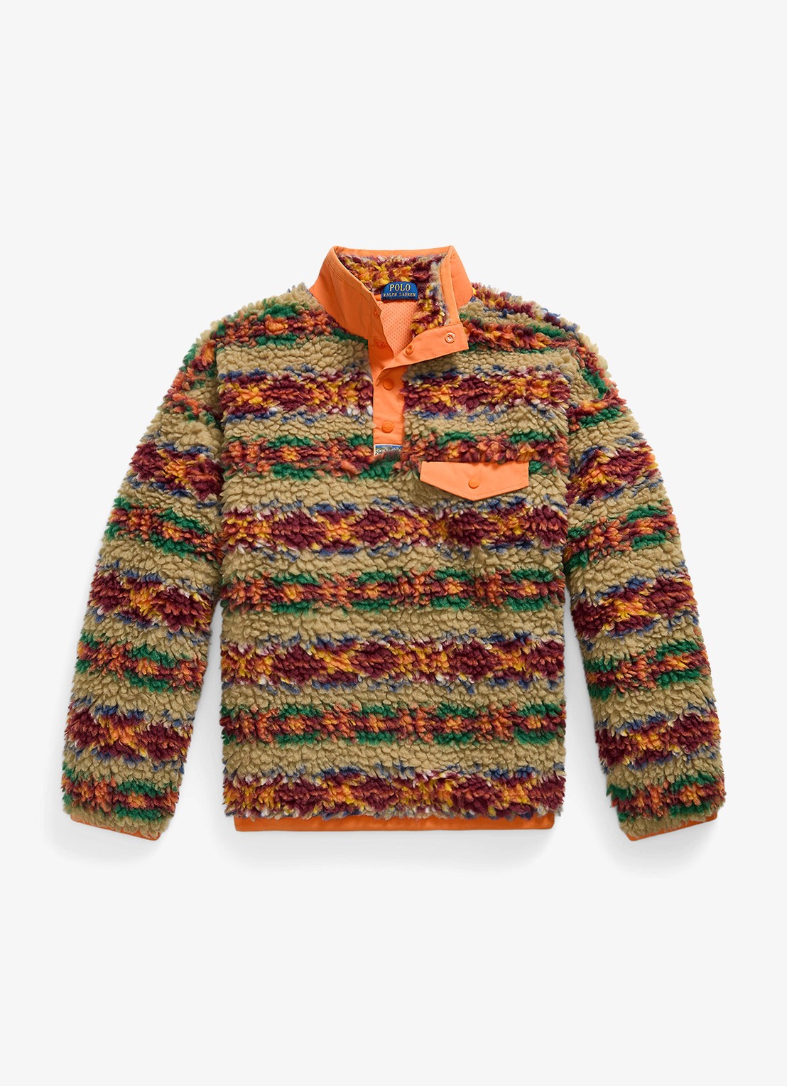 Ralph Lauren Trui van teddy met kraag - voorkant 3 red rock fairisle / oranje