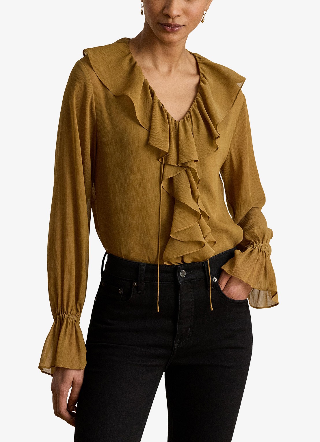 Ralph Lauren Tuniek met ruches - detail 2 tobacco bronze / bruin