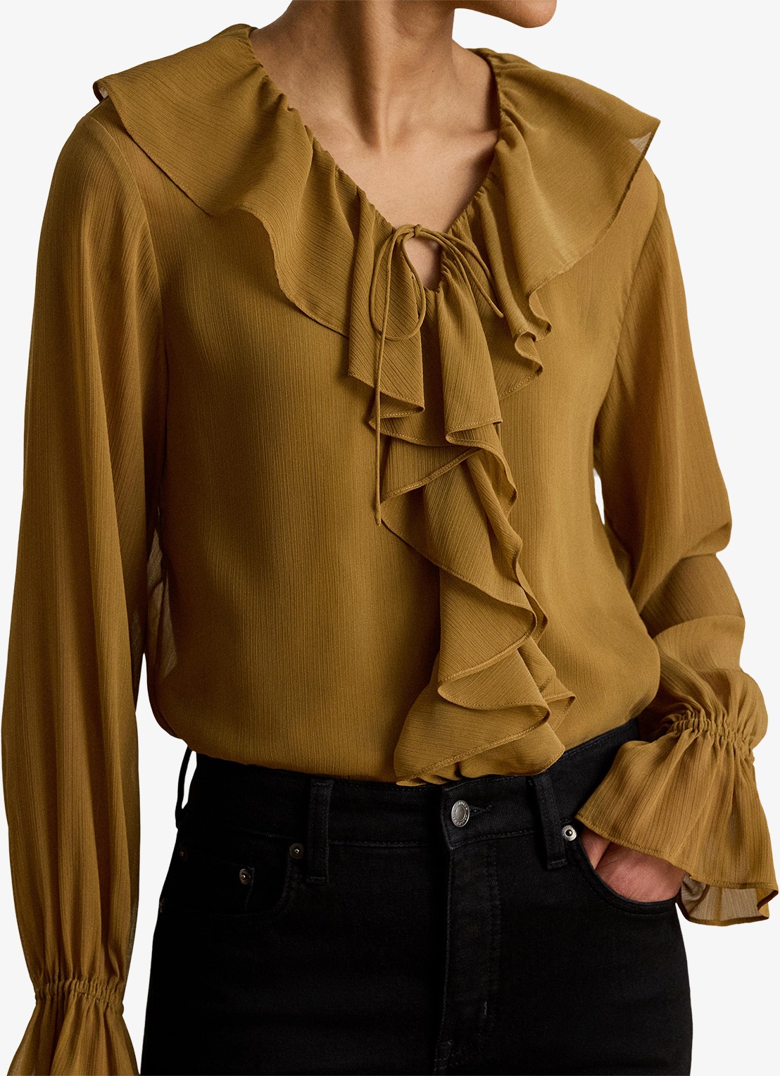 Ralph Lauren Tuniek met ruches - detail 3 tobacco bronze / bruin