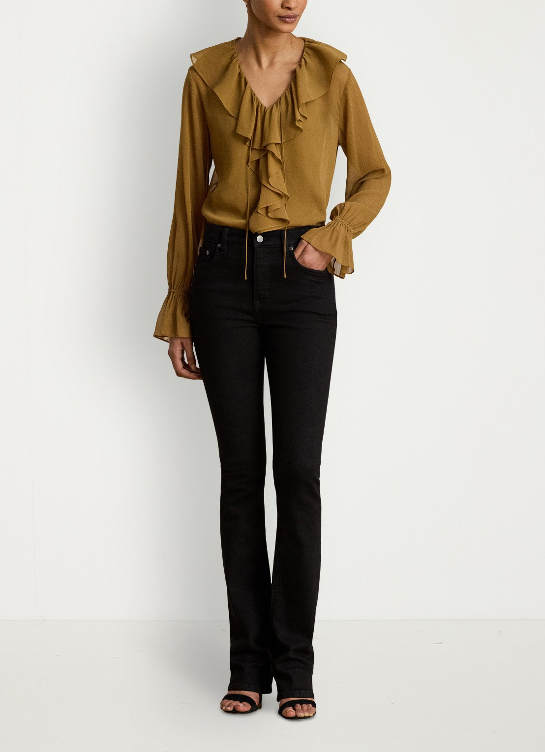 Ralph Lauren Tuniek met ruches - voorkant 5 tobacco bronze / bruin