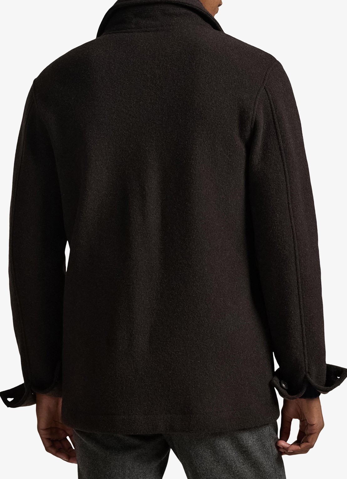 Ralph Lauren Utility overshirt in wolblend met borstzak - achterkant dark brown heather / donkerbruin