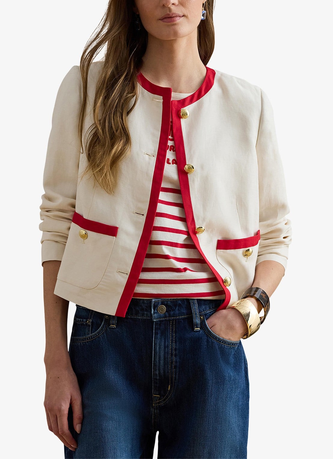 Ralph Lauren Vest in linnenblend - detail 3 mascarpone cream / creme
