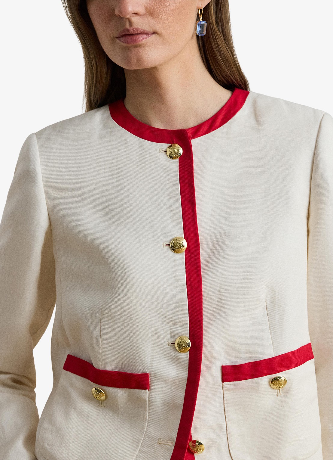 Ralph Lauren Vest in linnenblend - detail 4 mascarpone cream / creme