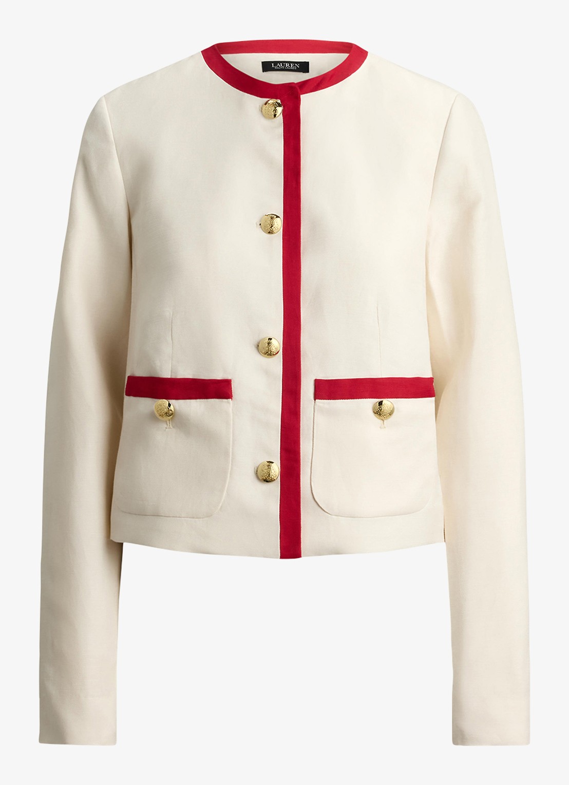Ralph Lauren Vest in linnenblend - voorkant mascarpone cream / creme