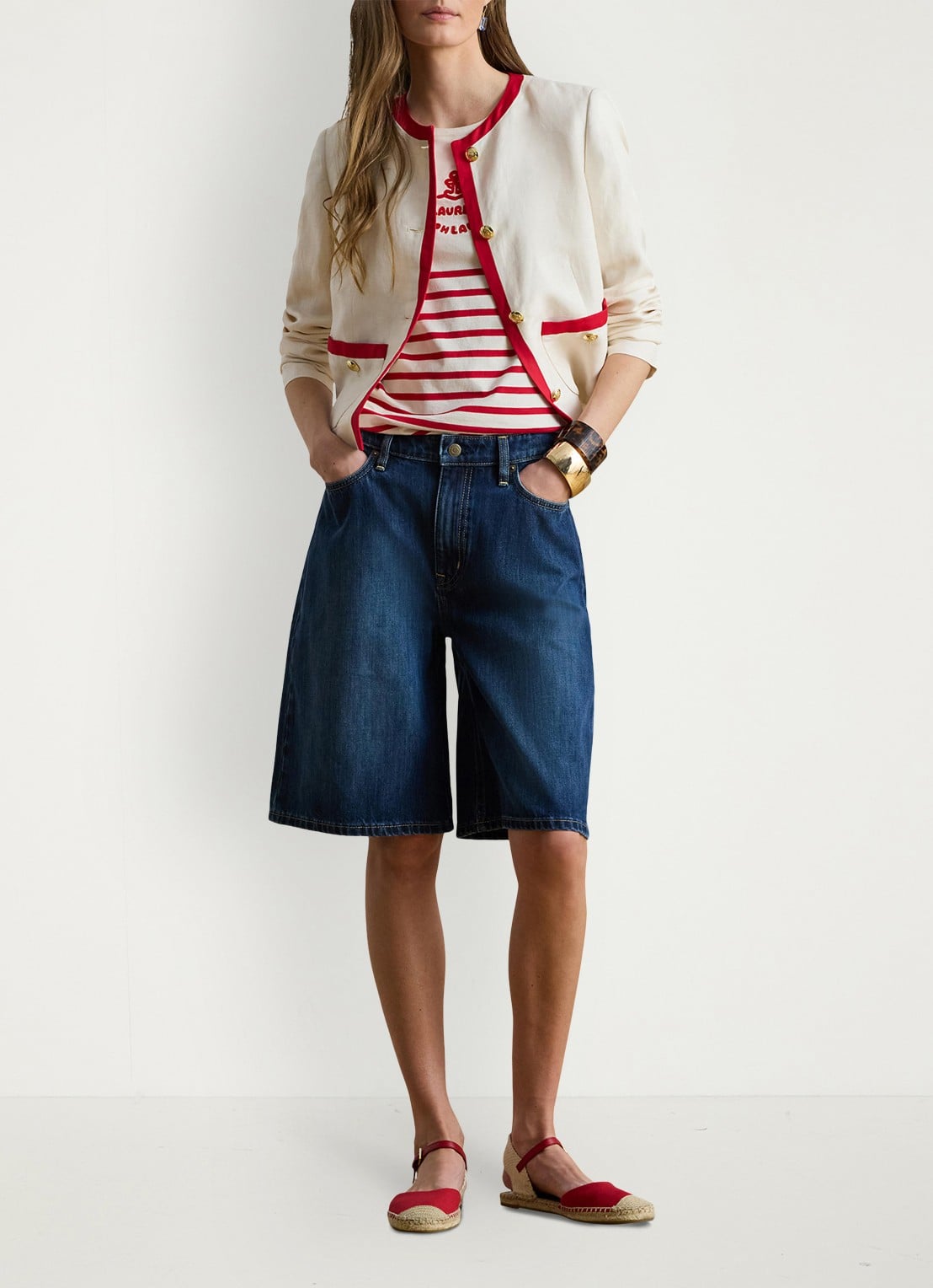 Ralph Lauren Vest in linnenblend - voorkant 2 mascarpone cream / creme