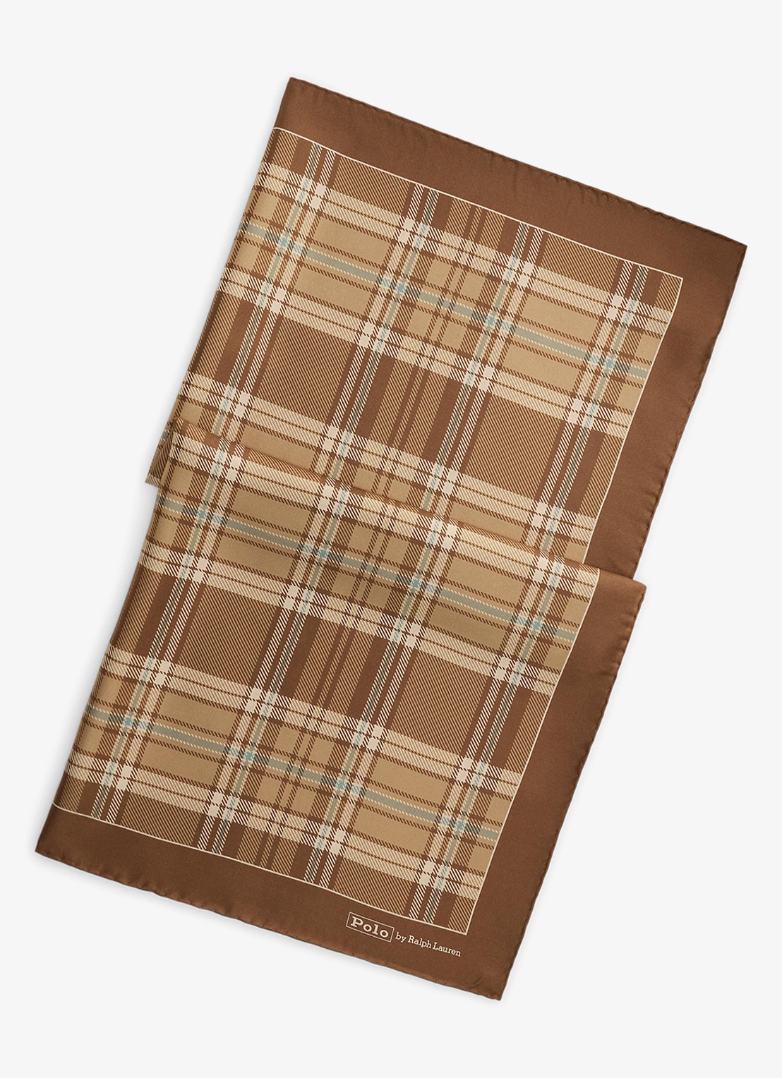 Ralph Lauren Vierkante zijden geruite sjaal 68,5 x 68,5 cm  - voorkant 2 brown multi-2wb0 / bruin